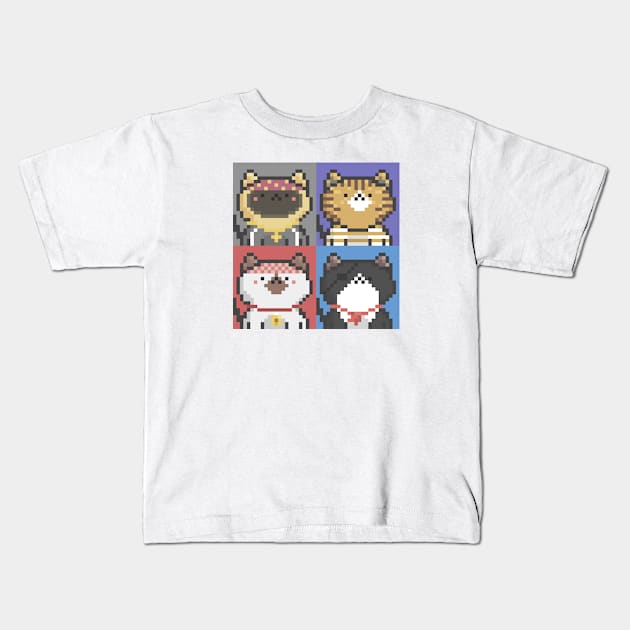 Pixel Cat Tile 031 Kids T-Shirt by Infinite Mew Mew